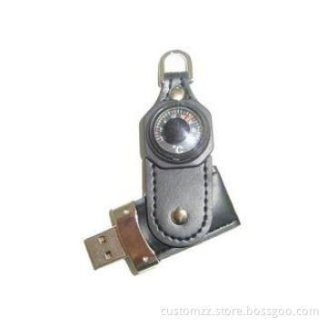 Leather Unique Flash Drives 32GB , Promotional Thumb Drives